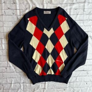 The Titelist Collection Made In Scotland Argyle Sweater Lambswool Medium V-neck